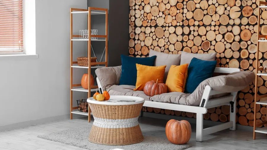 Fall decor in living room space