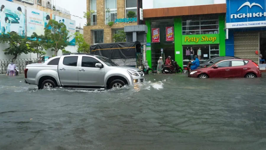 da nang city vietnam december 92018 city is flooding in