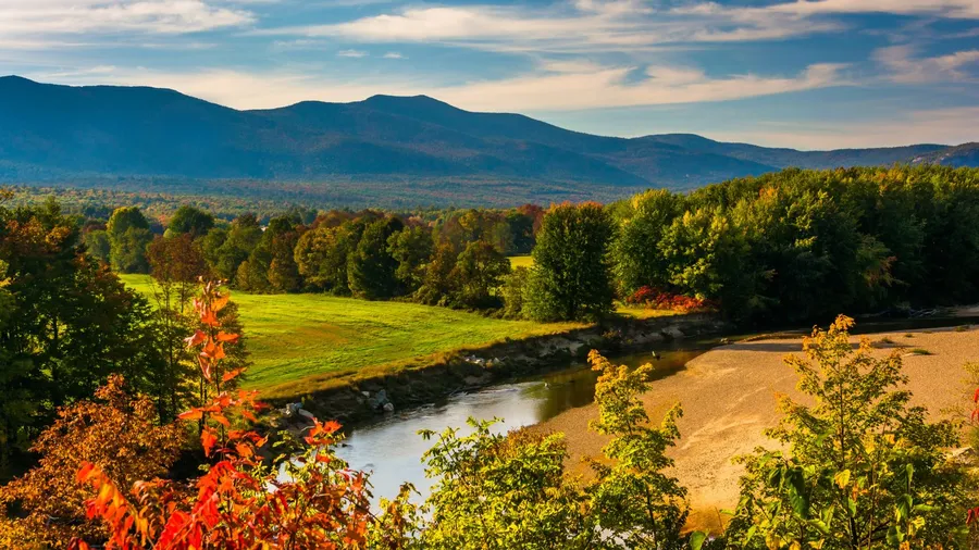 View of the Saco River in Conway, New Hampshire.