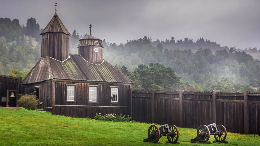 Fort Ross, a former Russian fortification in Sonoma county, California, a historic site and tourism destination, part of Fort Ross State Historic Park.