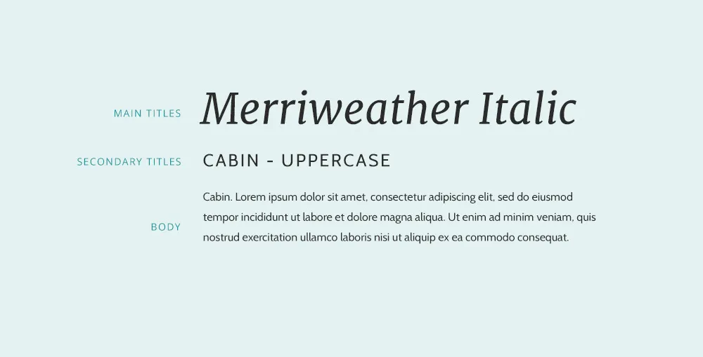 Merriwather font and Cabin font combination.
