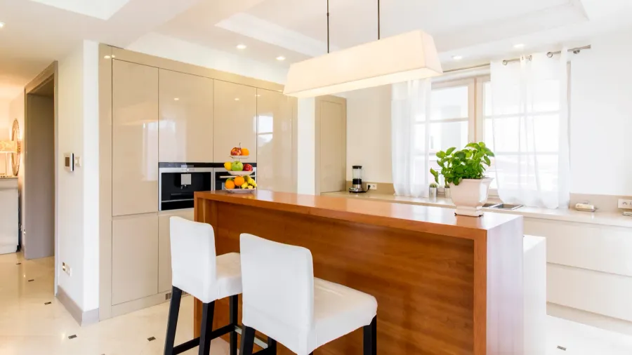 Contemporary luxurious kitchen design in bright colours