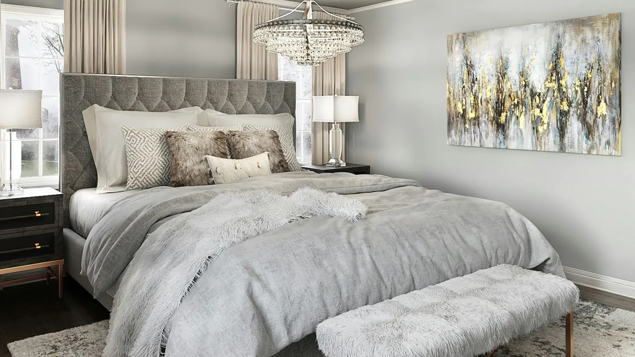 Opulent fabrics bring luxury and elegance to the bedroom.