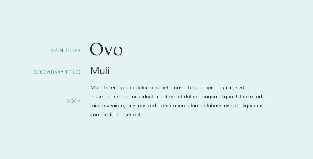 ovo font pairing and Muli font pairing.