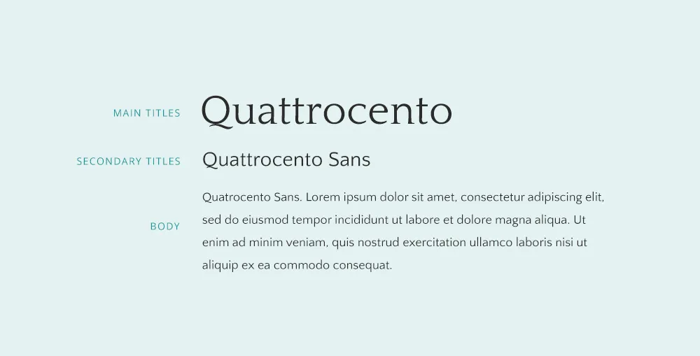 Quattrocento font combinations.