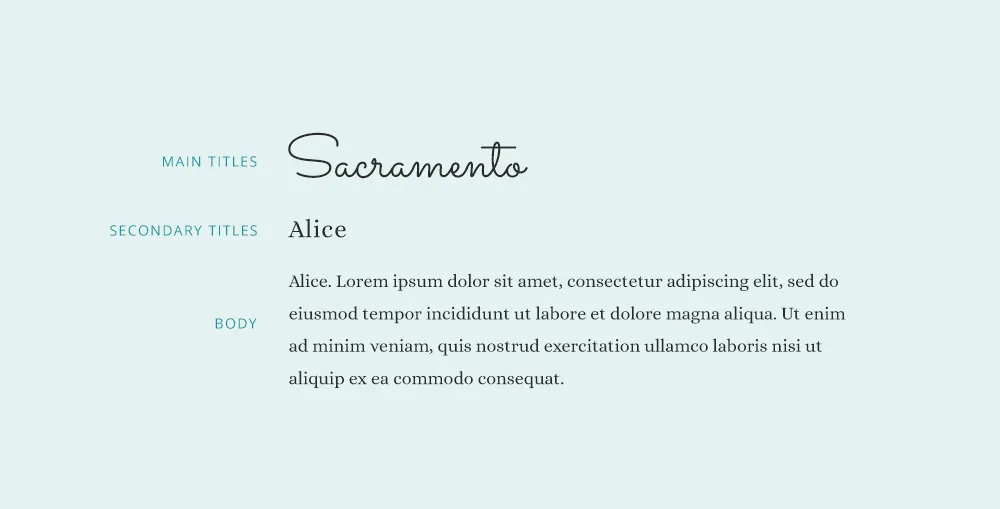 Alice font pairing.