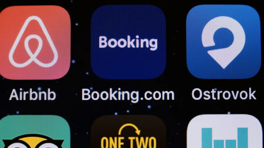 Moscow, Russia - October, 7 2018 The Booking.com hotel reservations application is seen on an iPhone