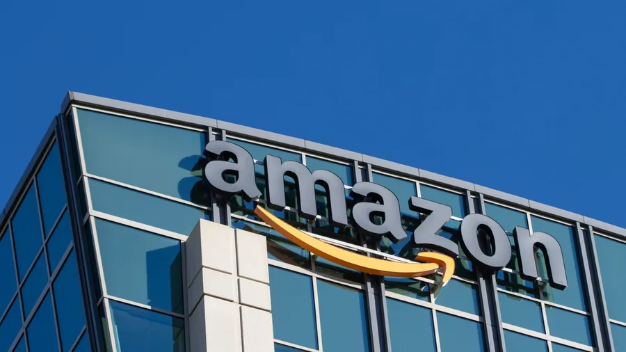 Sunnyvale, CA, USA - Nov 24, 2023: Amazon logo is seen at the company's Sunnyvale office in the Silicon Valley, California. Amazon.com, Inc. is an American multinational technology company.