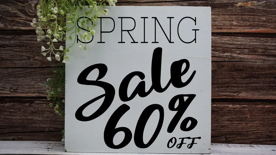 Spring Sale 60% Promotion Offer Discount Retail Shopping Concept
