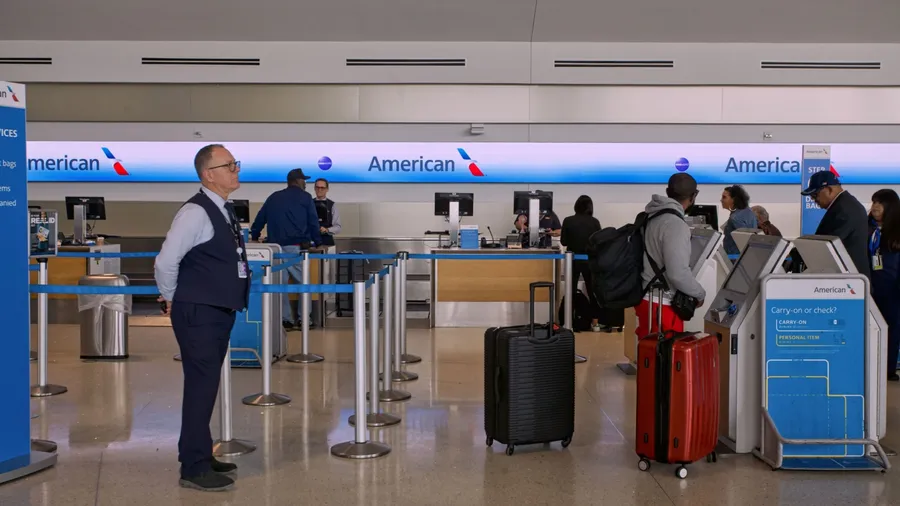 New Orleans - February 13, 2025: American Airlines ticket counter at Louis Armstrong International Airport