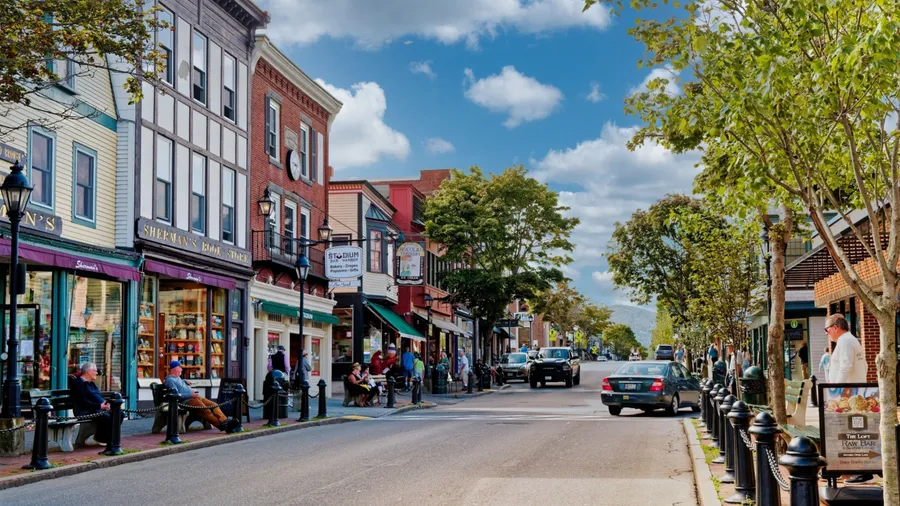 BAR HARBOR, MAINE - September 1, 2022: Bar Harbor, on the coast of Maine, has a population of only 5,000 but cruise ships bring in 250,000 tourists a year for whale watching and boating.