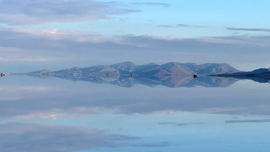 Reflection on Bolivia's Uyuni Salt Flats