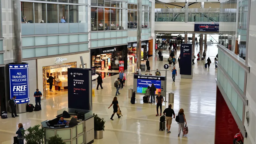 DETROIT, MI -28 MAY 2017- View of the McNamara Terminal at the Detroit Metropolitan Wayne County Metro Airport (DTW), a major airline hub for Delta Airlines (DL).