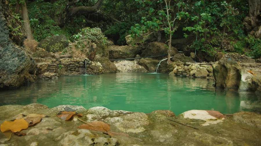 Secluded jungle spring water with natural pool. Hidden within the lush jungle of Bali, a tranquil serene beauty of Tembeling beach, Bali.