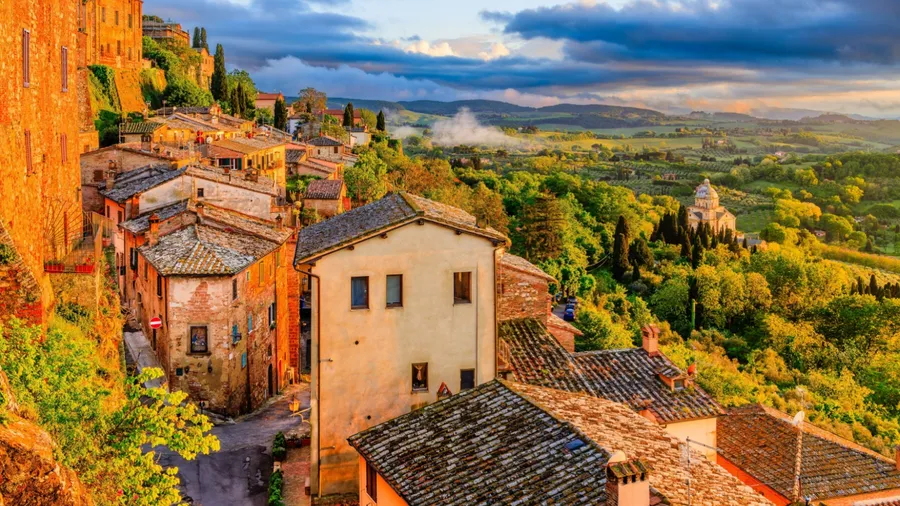 Montepulciano, Tuscany, Italy. View from the town of the countryside around Montepulciano.