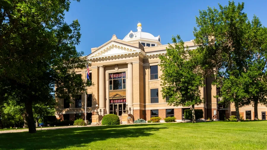 Stanley, North Dakota, USA - June 30th, 2025: Historical Mountrail County Courthouse