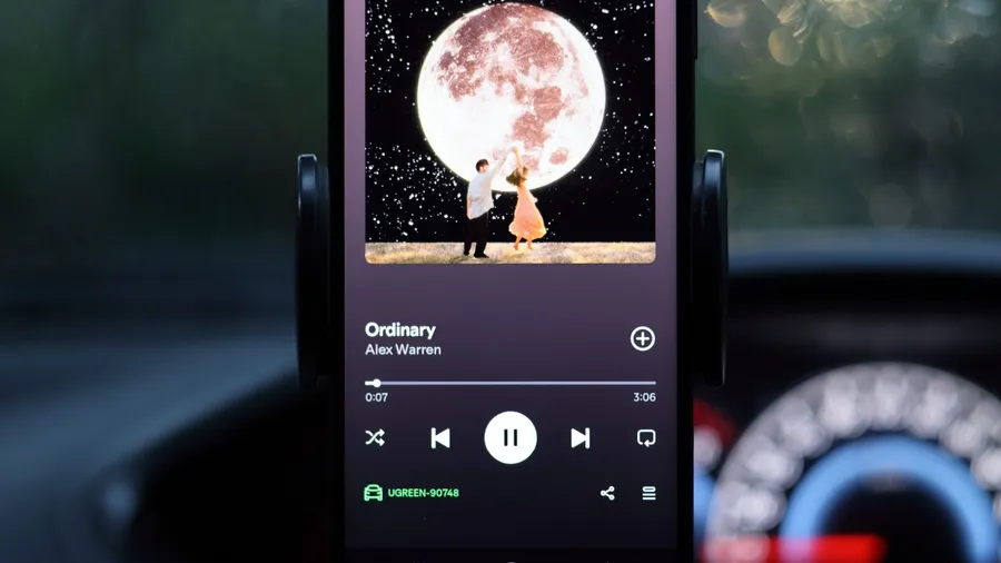 Quezon City, Philippines - Jan 10, 2026: The image displays the Spotify music player interface for the song "Ordinary" by Alex Warren.