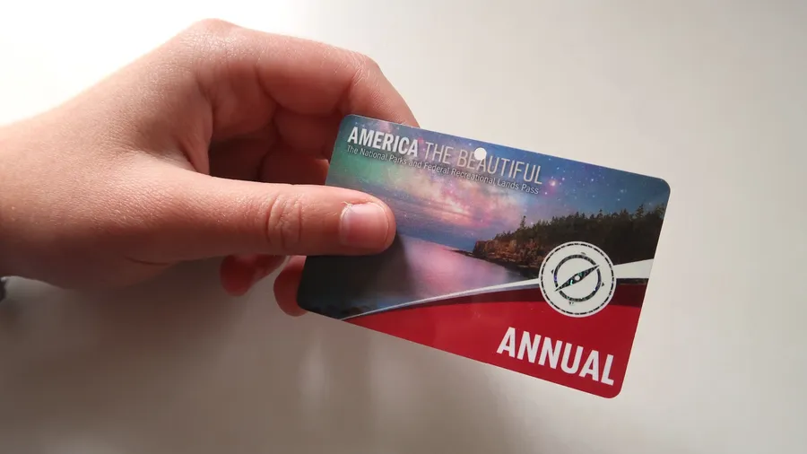 Estes Park, CO USA - July 1, 2023: America the Beautiful annual national park pass grants unlimited entry to all federal national parks in the USA
