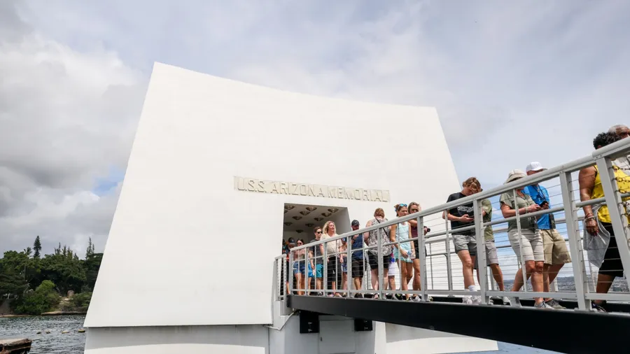Pearl Harbor, Hawaii - March 29, 2022: Exhibits and sights within Pearl Harbor and USS Arizona Memorial on Oahu