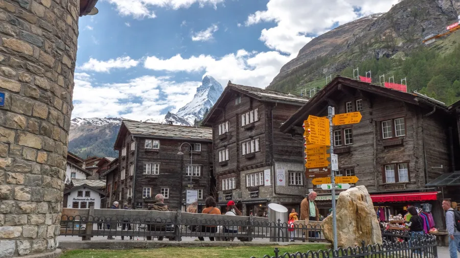Zermatt, Switzerland – May 22, 2023: Zermatt, in southern Switzerland’s Valais canton, is a mountain resort renowned for skiing, climbing and hiking.