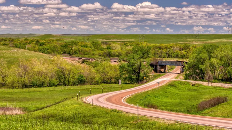 Green pasture land in the Flint Hills of Kansas