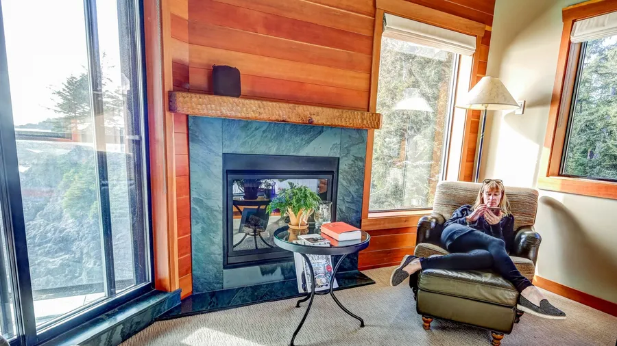 Tofino, British Columbia - March 8, 2019: Interior of a guest room at the Wickaninnish Hotel in Tofino British Columbia