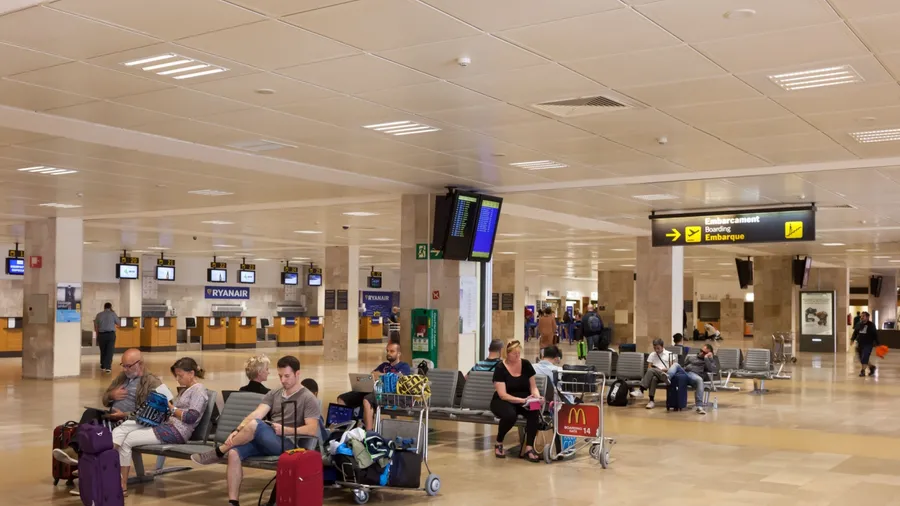 GIRONA, SPAIN - MAY 27: Interior of the international airport of Girona. May 27, 2015 in Girona, Catalonia, Spain