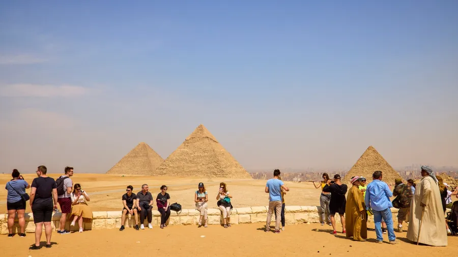 18 April 2021. Egypt, Cairo - Giza. General view of pyramids
