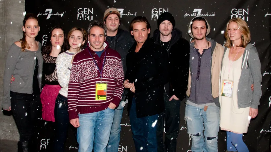 PARK CITY, UT - JANUARY 22: The seven honorees and two promoters of the GenArt 7 Fresh Faces in Film at the Sky Lodge on January 22, 2010 in Park City, Utah.