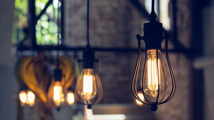 Vintage retro light hanging. Home interior.