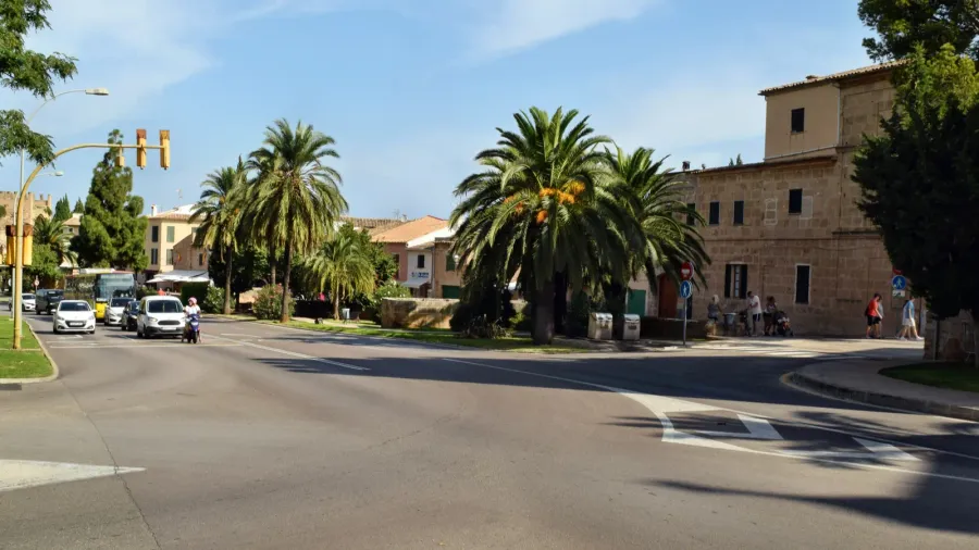 a view on the street in the old town alcudia