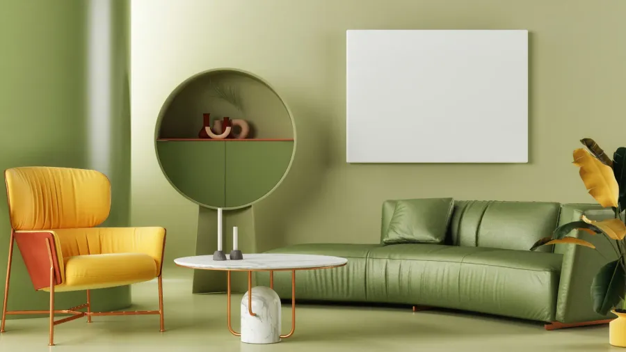 abstract architecture  interior design with mockup poster pastel colored
