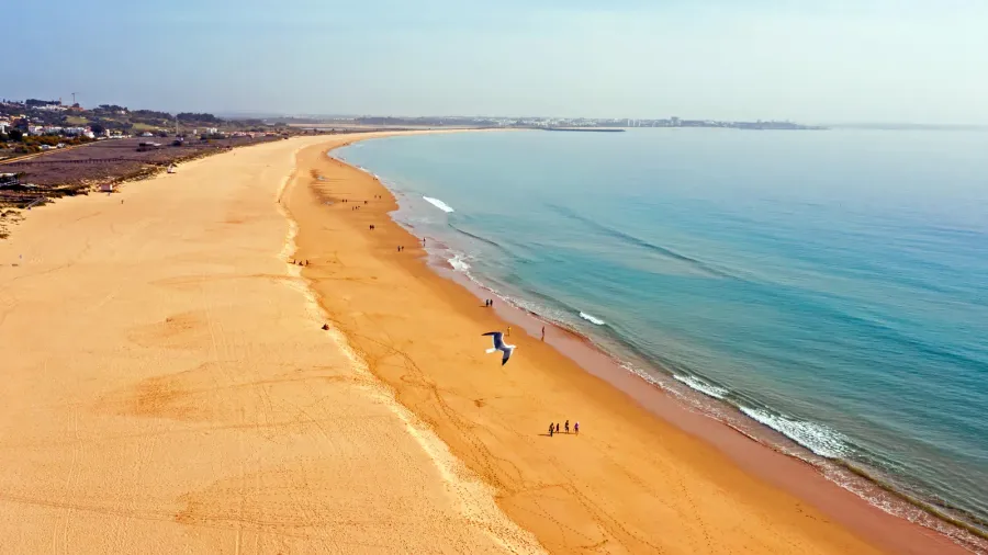 aerial from lagos and meia praia in the algarve in