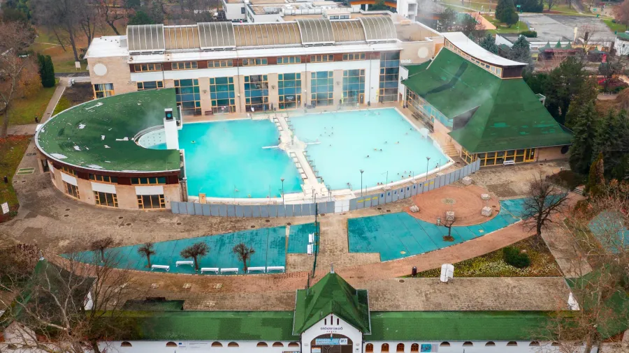aerial view about the thermal bath at harkany hungary