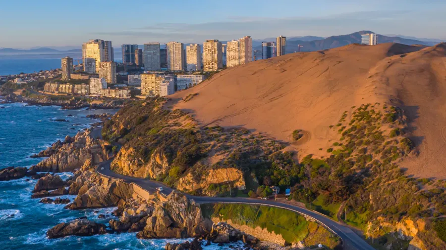 aerial view of concon dunes chile
