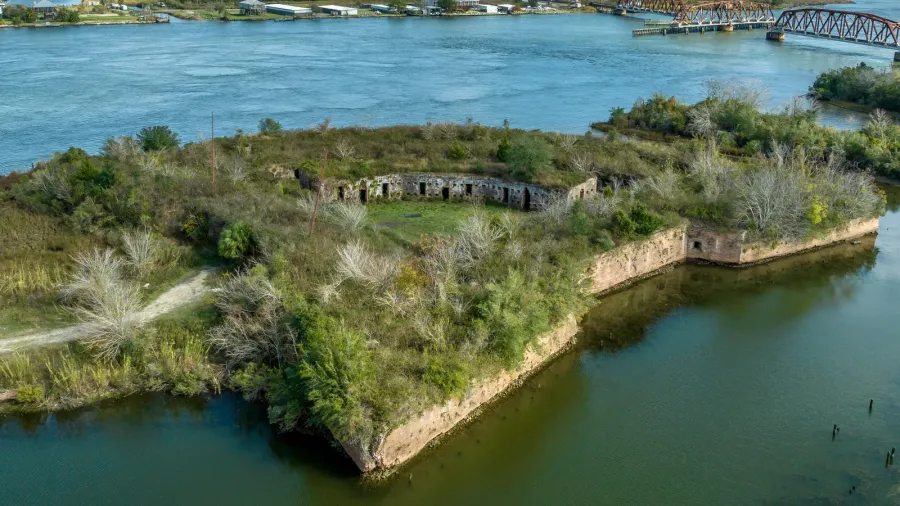 aerial view of fort macomb near new orleans ruined historic