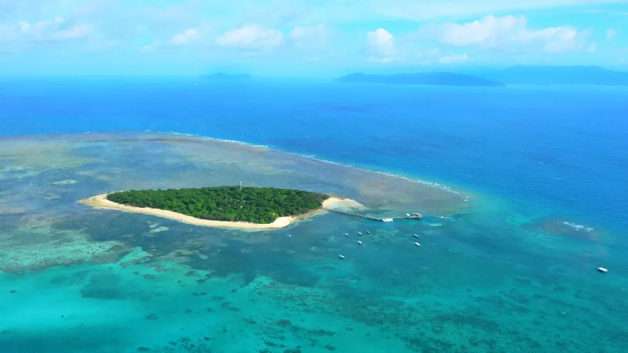 aerial view of green island reef at the great barrier