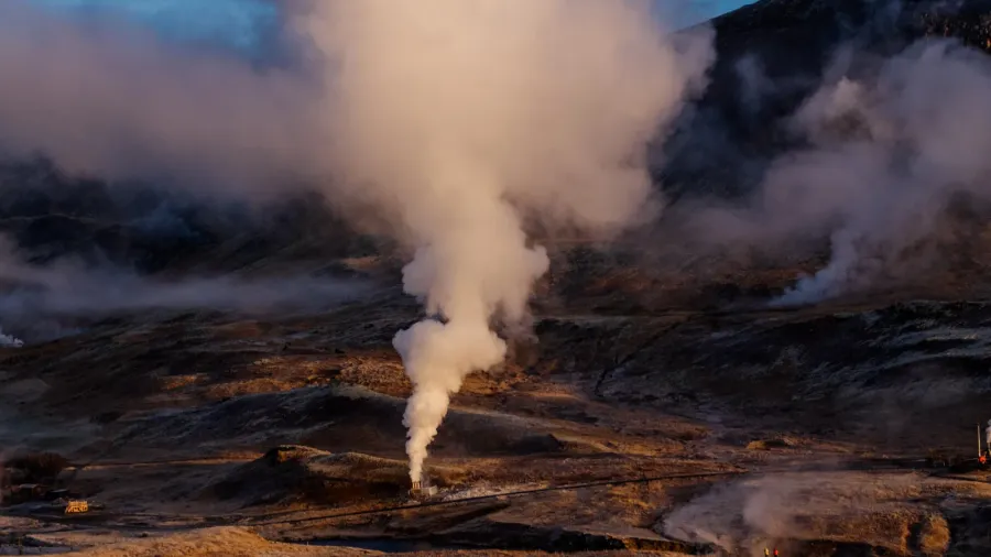aerial view of hveragerdi south iceland showcasing geothermal steam vents