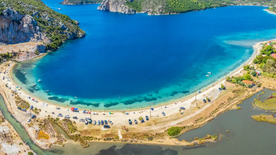 aerial view of koufo port sithonia halkidiki greece