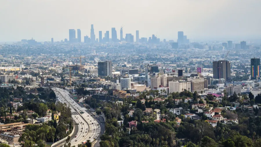 aerial view of los angeles city from runyon canyon park