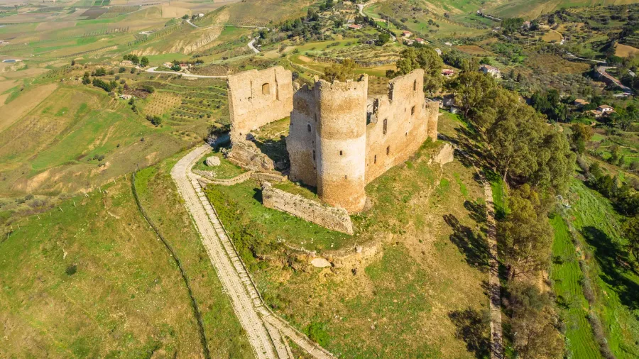 aerial view of mazzarino medieval castle caltanissetta sicily italy europe