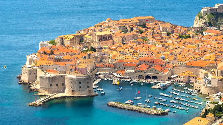 aerial view of old city dubrovnik