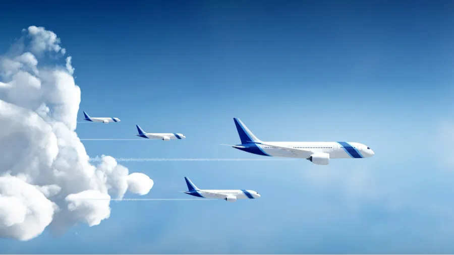 airplanes fly away