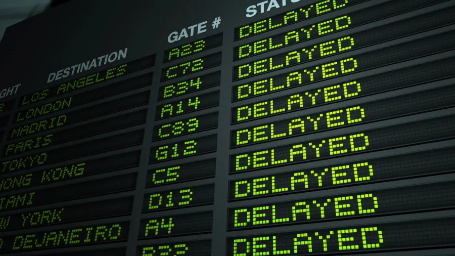 airport flight information board delayed