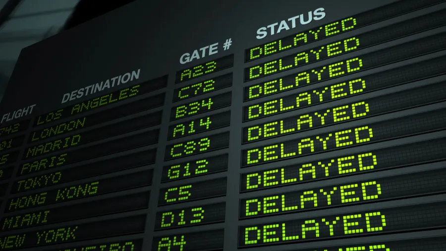 airport flight information board delayed