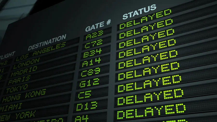 airport flight information board delayed