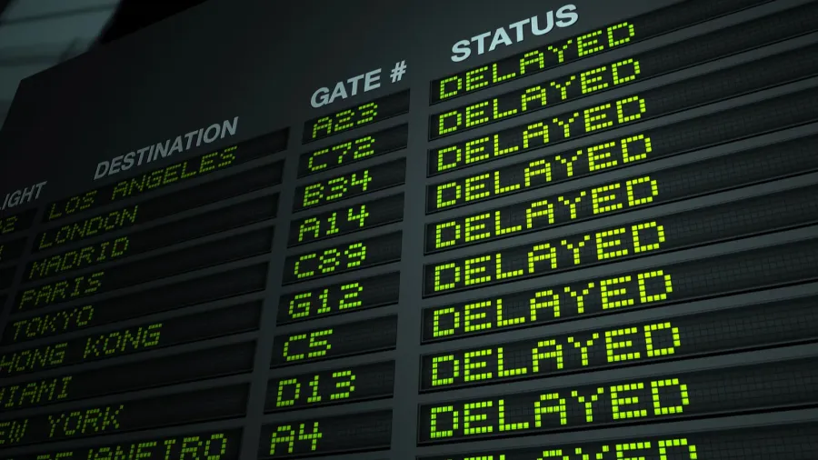 airport flight information board delayed