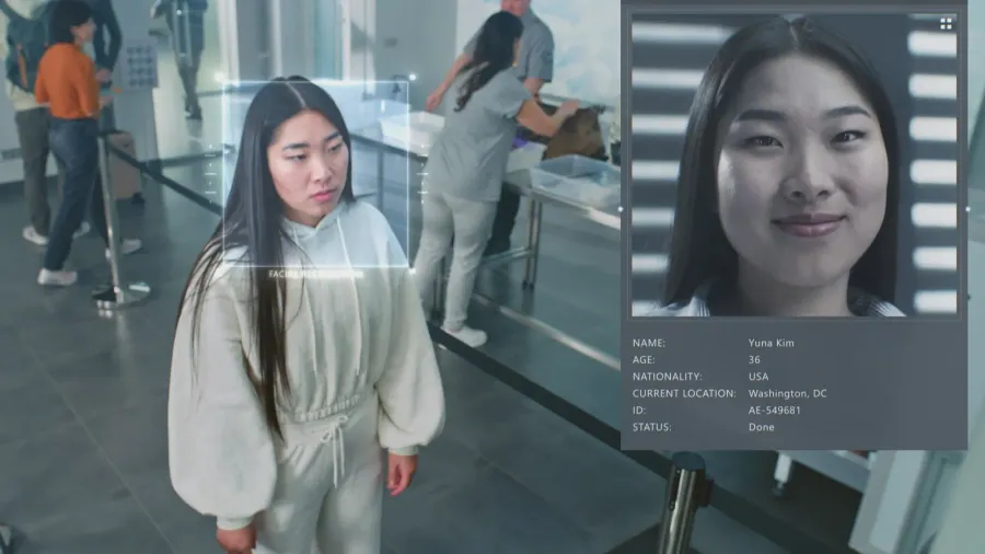 airport security checkpoint surveillance camera with big data ai scanning