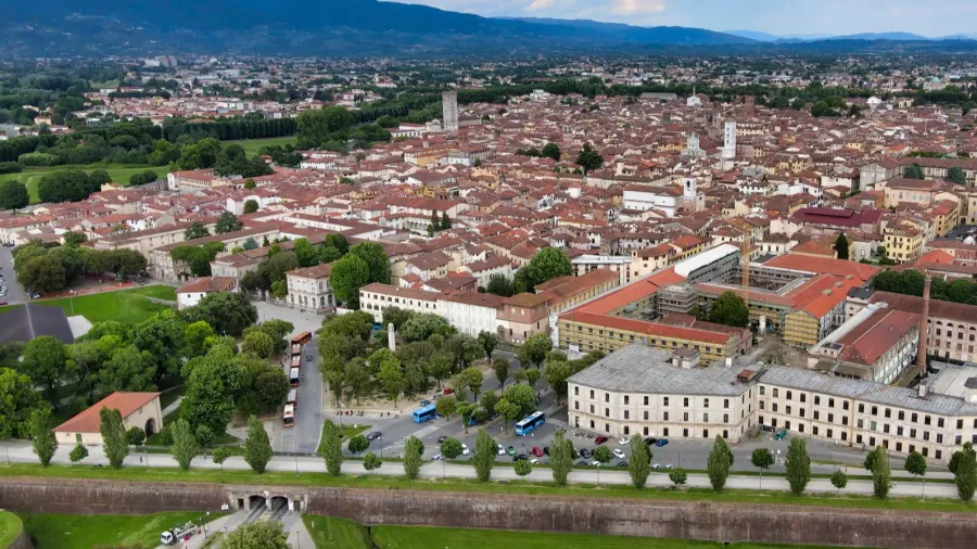 amazing aerial view of lucca tuscany