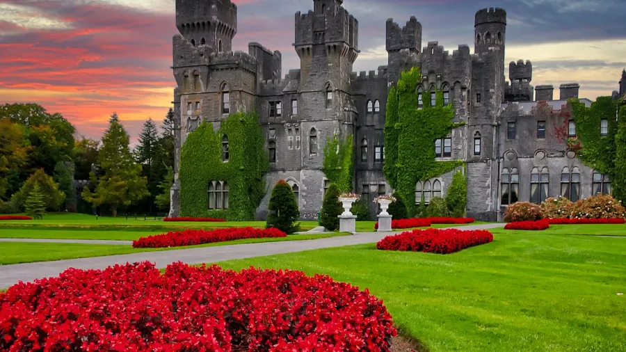 amazing architecture of the ashford castle in co mayo at